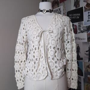 Crochet Tie Front Boho Cardigan